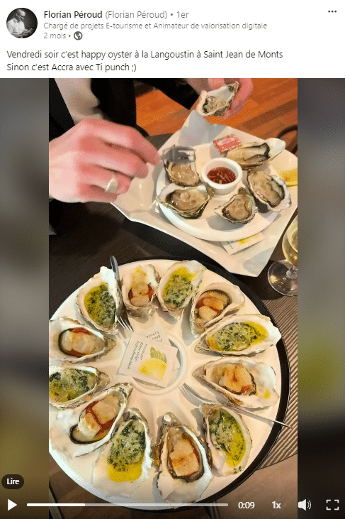 Photo d'un plat d'huîtres chez un restaurateur