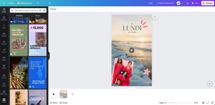 Composer sa vidéo pour Instagram avec Canva